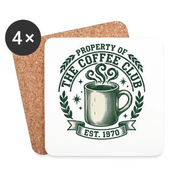 Coffee Club Tasse à café vintage des années 1970 - Dessous de verre (lot de 4) - blanc - Devant