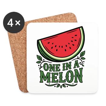One Melon: One in a Melon | Pun - Coasters (set of 4) - white - Front