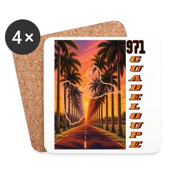 Guadeloupe 971 Map and Route des Palmiers - Coasters (set of 4) - white - Front