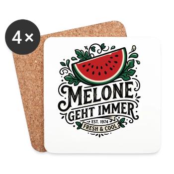 Melone Geht Immer Retro Logo - Untersetzer (4er-Set) - Weiß - Vorne