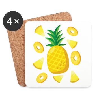 Pineapple Outfit Fruit Fruit Summer Pineapple Motif - Coasters (set of 4) - white - Front