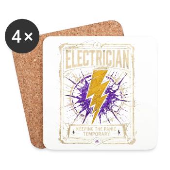 Funny Electrician Quote Retro Workshop Design - Coasters (set of 4) - white - Front