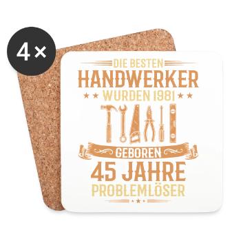 Original 1981 Handwerker 45. Geburtstag - Untersetzer (4er-Set) - Weiß - Vorne