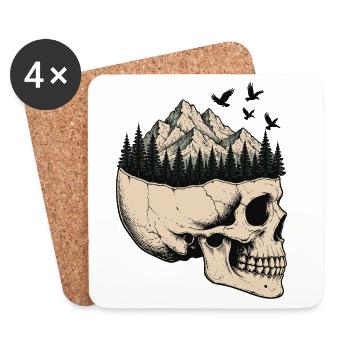 Skull Mountain Landscape - Coasters (set of 4) - white - Front