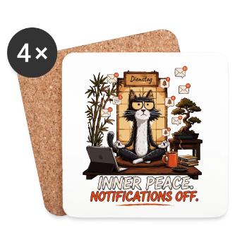 Zen Cat Meditates Amid Notifications - Coasters (set of 4) - white - Front