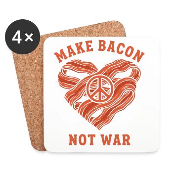 Breakfast Make Bacon Not War Funny Brunch Coffee - Coasters (set of 4) - white - Front