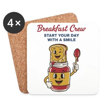 Breakfast Crew : Commencez votre journée avec un brunch souriant - Dessous de verre (lot de 4) - blanc - Devant