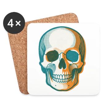Retro Pop Skull - Untersetzer (4er-Set) - Weiß - Vorne
