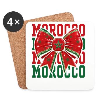 Morocco Flag Bow | Moroccan Coquette Style - Coasters (set of 4) - white - Front