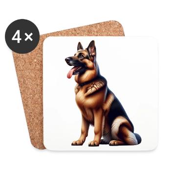 Deutscher Schäferhund - Untersetzer (4er-Set) - Weiß - Vorne