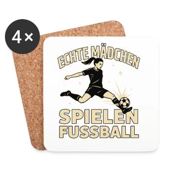 Echte Mädchen Spielen Fussball Mädchenfussball - Untersetzer (4er-Set) - Weiß - Vorne