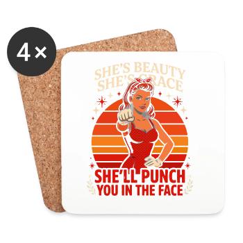 Elle est belle, elle est Grace, Shell Te frappe dans le - Dessous de verre (lot de 4) - blanc - Devant