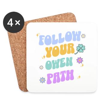 Suivez votre chemin – Typographie rétro pastel - Dessous de verre (lot de 4) - blanc - Devant