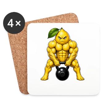 Sauer Zitrone Fitness Workout Sommerfrucht - Untersetzer (4er-Set) - Weiß - Vorne