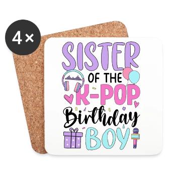 Sister of The K-Pop Birthday Boy - Untersetzer (4er-Set) - Weiß - Vorne
