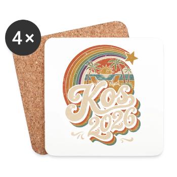 KOS 2026 Retro Strand Regenbogen - Untersetzer (4er-Set) - Weiß - Vorne