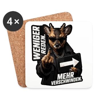 Weniger reden mehr verschwinden - Untersetzer (4er-Set) - Weiß - Vorne
