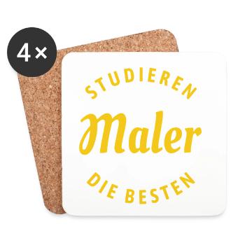 Studieren kann jeder - Maler Spruch - Untersetzer (4er-Set) - Weiß - Vorne