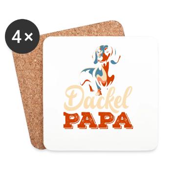 Dackel Papa Hundebesitzer - Untersetzer (4er-Set) - Weiß - Vorne