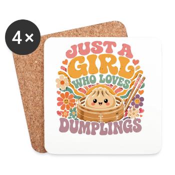 Just A Girl Who Loves Dumplings | Vintage Kawaii - Coasters (set of 4) - white - Front