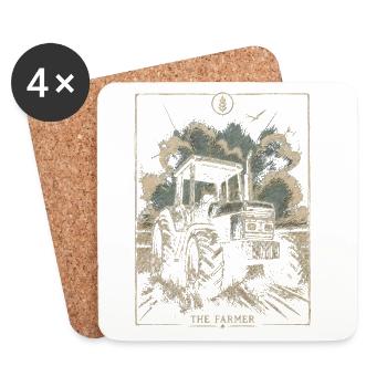 Illustration vintage du tracteur Farmer - Dessous de verre (lot de 4) - blanc - Devant