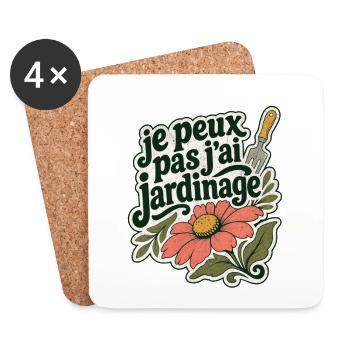je peux pas j'ai jardinage - Dessous de verre (lot de 4) - blanc - Devant