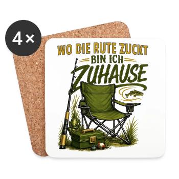 Wo Die Rute Zuckt Bin Ich Zuhause Angler - Untersetzer (4er-Set) - Weiß - Vorne