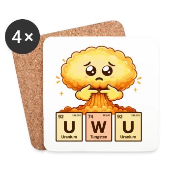 Humour de nerd drôle de nuage Champignon Nuage UwU - Dessous de verre (lot de 4) - blanc - Devant
