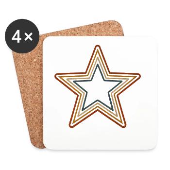 Retro Stern Vintage Star 70er Jahre Stern Design - Untersetzer (4er-Set) - Weiß - Vorne