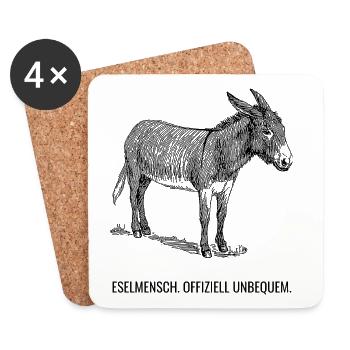 Eselmensch. Offiziell unbequem. - Untersetzer (4er-Set) - Weiß - Vorne