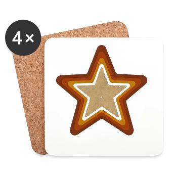 Vintage Star Retro Star Star Motif Design - Dessous de verre (lot de 4) - blanc - Devant