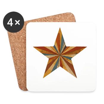 Retro Star with Color Stripe Vintage Star - Coasters (set of 4) - white - Front