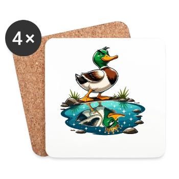 Reflet du Canard Vert - Dessous de verre (lot de 4) - blanc - Devant