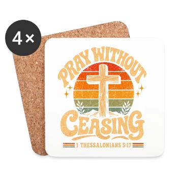Prier sans cesse Croix Coucher du soleil - Dessous de verre (lot de 4) - blanc - Devant