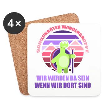 Schildkörten Wandergruppe Wander Bergsteiger - Untersetzer (4er-Set) - Weiß - Vorne