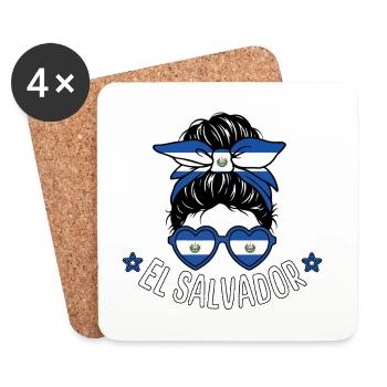 El Salvador Girl Salvadoran Lady Salvadoran - Coasters (set of 4) - white - Front