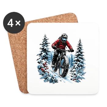 Sentier de neige d’hiver VTT Fatbike Vélo Froid - Dessous de verre (lot de 4) - blanc - Devant
