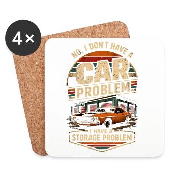 Pas Un Problème De Voiture | Humour Garage Rétro - Dessous de verre (lot de 4) - blanc - Devant