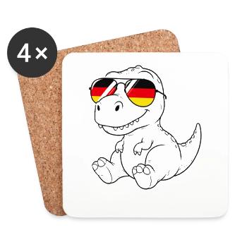 T-rex allemand drapeau allemand T-rex allemand - Dessous de verre (lot de 4) - blanc - Devant