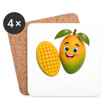 Cheerful Mango Mascot Fruit Fruit - Coasters (set of 4) - white - Front