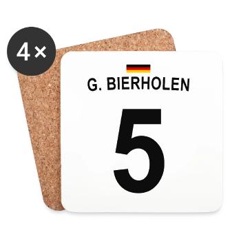 G Bierholen Lustiges Fußball Fan Shirt - Untersetzer (4er-Set) - Weiß - Vorne