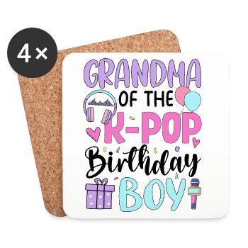 Grand-mère du garçon d’anniversaire K-Pop - Dessous de verre (lot de 4) - blanc - Devant