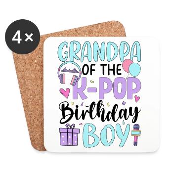 Grandpa of The K-Pop Birthday Boy - Coasters (set of 4) - white - Front
