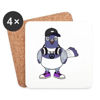 Pigeon DJ Peace Vibe - Dessous de verre (lot de 4) - blanc - Devant