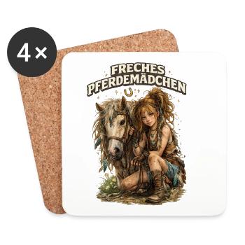 Freches Pferdemädchen mit Herz und Freiheit - Untersetzer (4er-Set) - Weiß - Vorne
