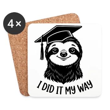 Remise des diplômes Je l’ai fait à ma façon Paresseux - Dessous de verre (lot de 4) - blanc - Devant