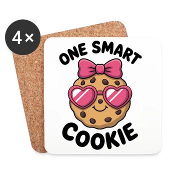 One Smart Cookie - Schlauer Keks mit Brille - Untersetzer (4er-Set) - Weiß - Vorne