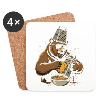 Bear with cheese grater pasta - Coasters (set of 4) - white - Front