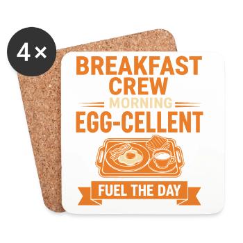Breakfast Crew Morning Eggcellent Fuel The Day - Coasters (set of 4) - white - Front