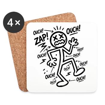 Funny Humor Snowman Lightning Ouch Gift - Coasters (set of 4) - white - Front